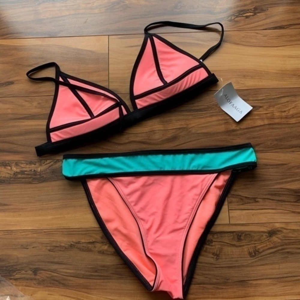Alofaaga  triangles multicolored bikini set XL